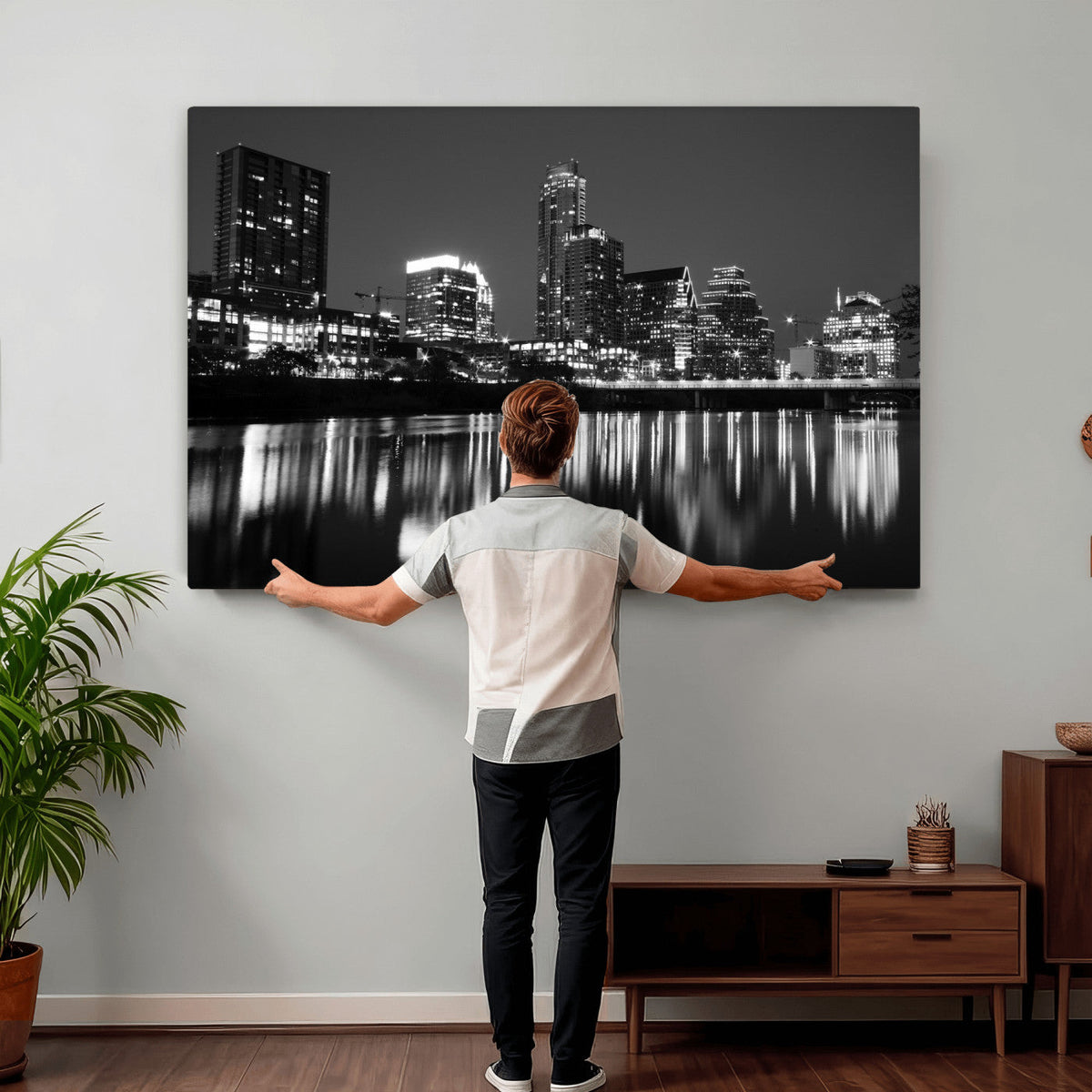 Austin Skyline Wall Art Canvas Print, Austin Downtown Night Cityscape
