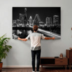 Austin Skyline Wall Art Canvas Print, Austin Downtown Night Cityscape