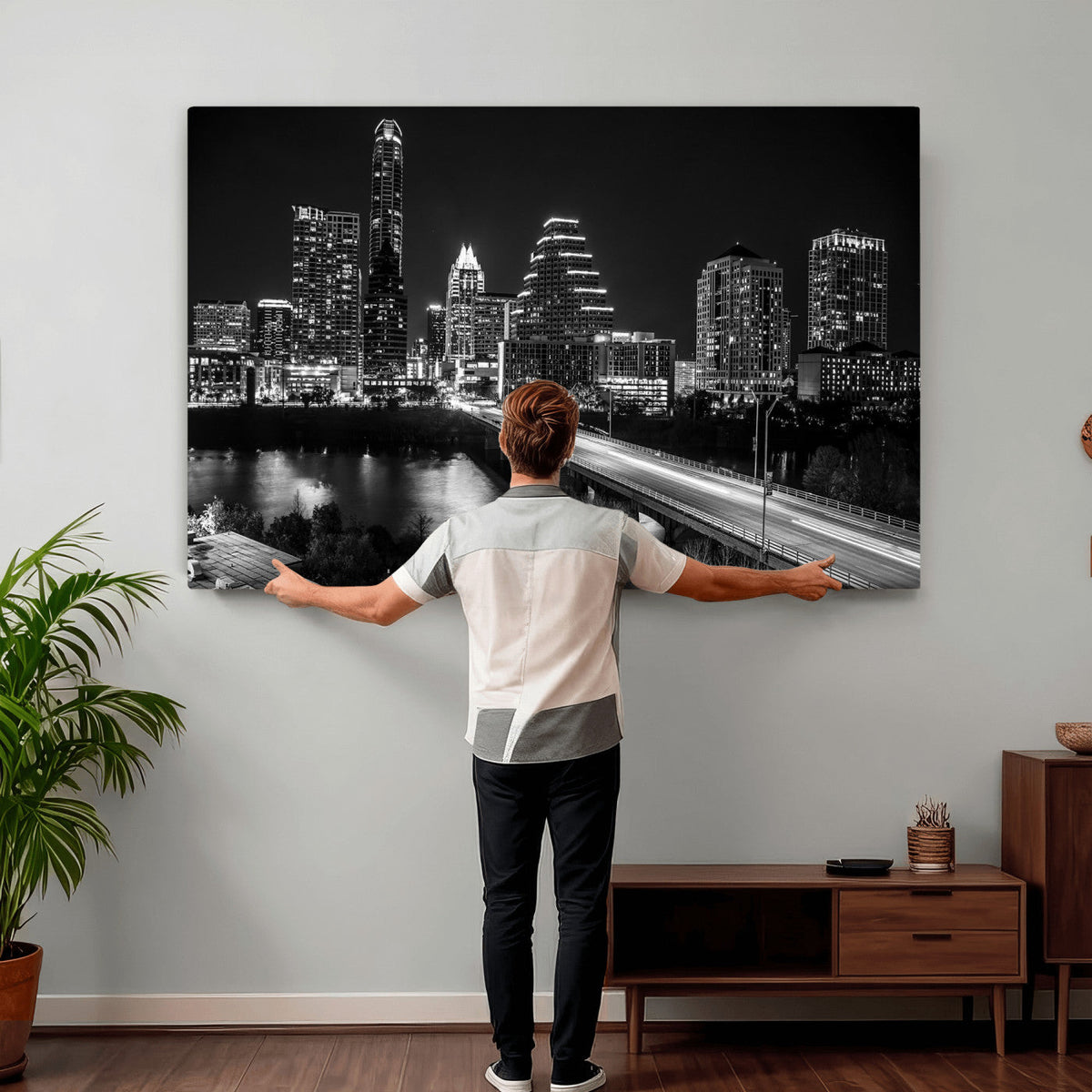 Austin Skyline Wall Art Canvas Print, Austin Downtown Night Cityscape