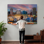 Baltimore Skyline Wall Art Canvas Print, Baltimore Downtown Night Cityscape