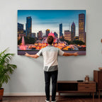 Chicago Wall Art Canvas Print - Chicago City Downtown Night Cityscape