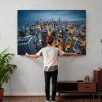 Chicago Wall Art Canvas Print - Chicago City Downtown Night Cityscape