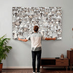 Abstract Texas Cow Wall Art Canvas Print, Farm Longhorn Art for Cabin Decor
