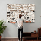 Abstract Texas Cow Canvas Print for Cabin and Western Home Decor