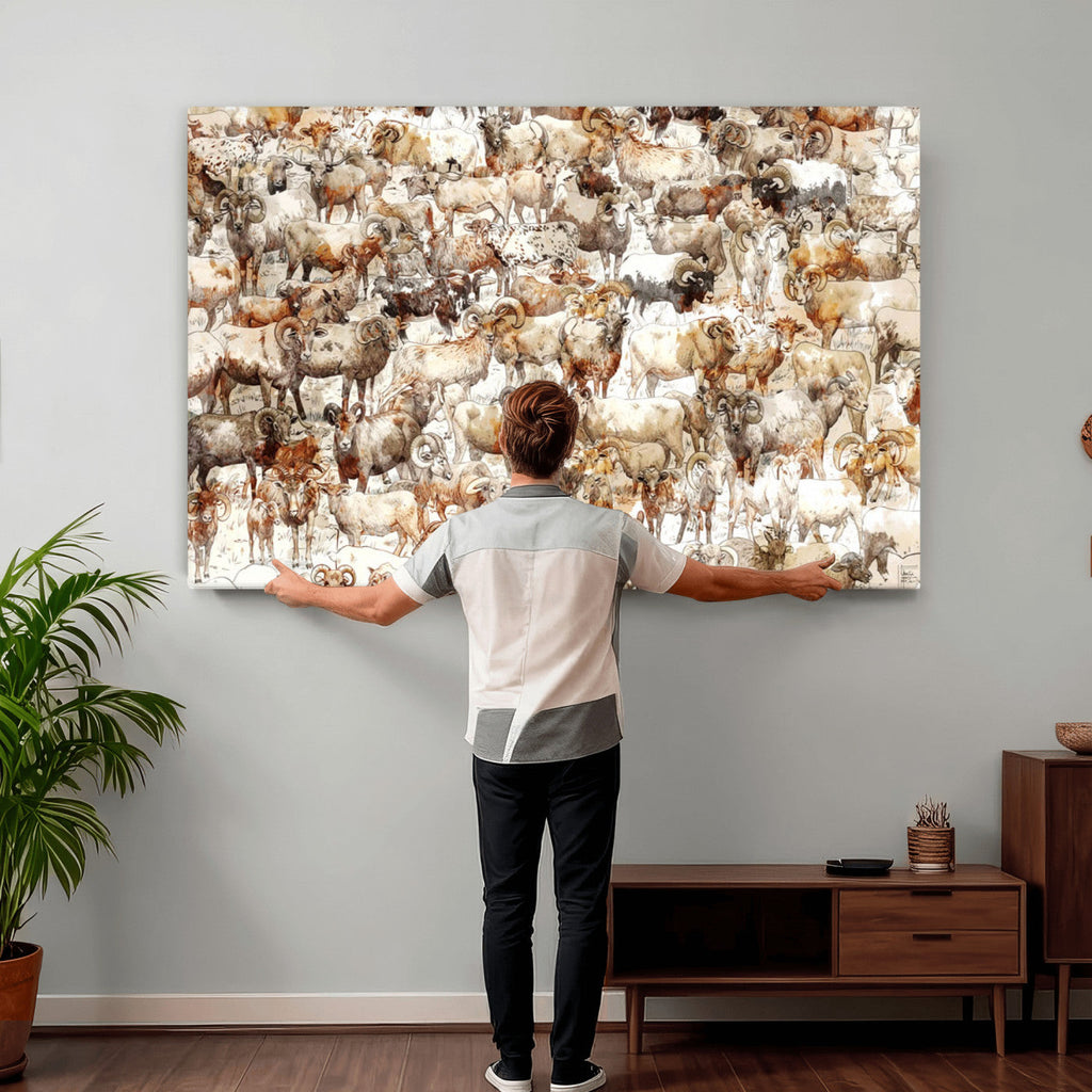Farmhouse Bighorn Sheep Wall Art Canvas Print