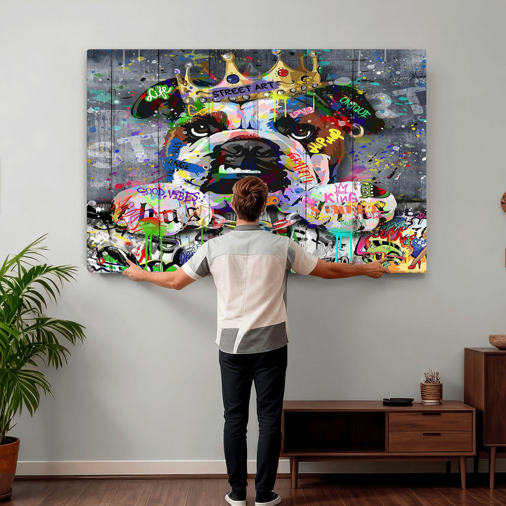 Graffiti Dog Wall Art Decor for Teen Bedroom | Abstract Graffiti Animal Canvas