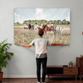 Texas Longhorn Cattle Wall Art Canvas Print, Western Ranch Landscape Decor
