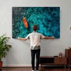 Turquoise Ocean Boat Wall Art Canvas Print