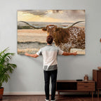 Texas Longhorn Wall Art Canvas Print, Western Ranch Bull Photography