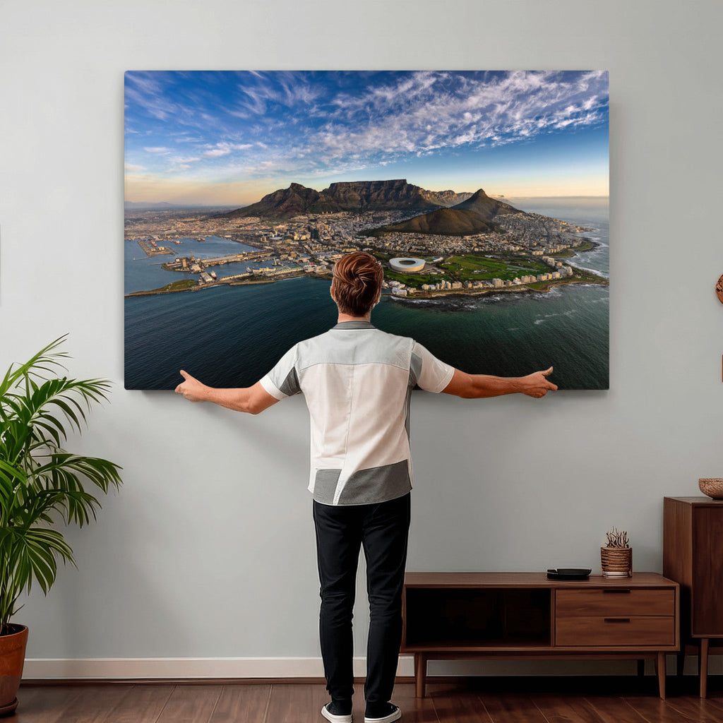 Cape Town Wall Art Canvas Print | Table Mountain Coastal Skyline Panorama