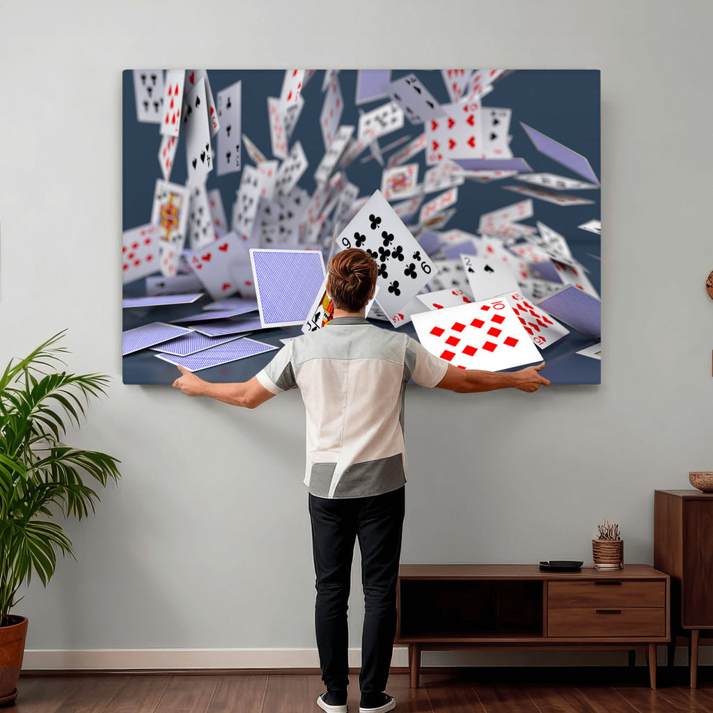 Playing Cards Canvas Wall Art | Casino Game Room Decor