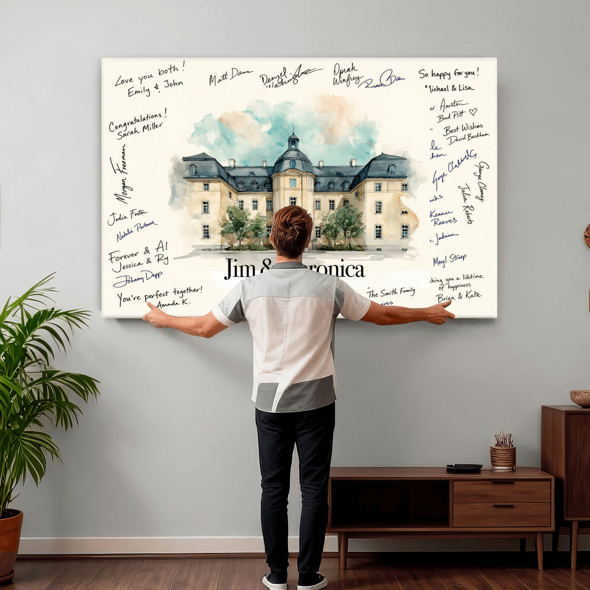 Wedding Venue Guest Book Canvas, Personalized Venue Drawing Sign