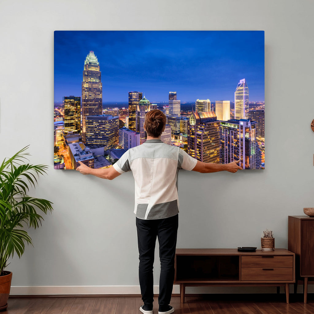 Charlotte Skyline Canvas Wall Art Print | North Carolina Cityscape