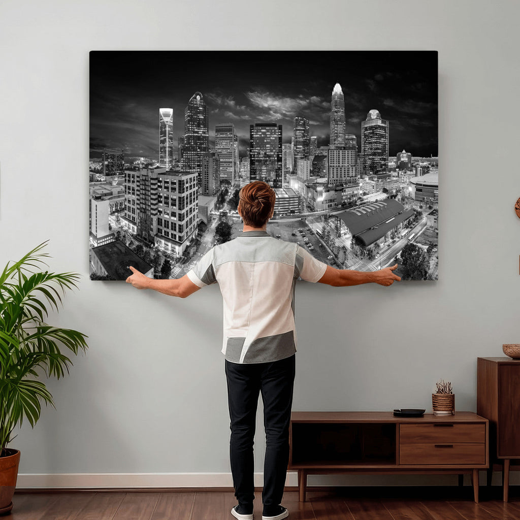 Charlotte Skyline Canvas Wall Art Print | North Carolina Cityscape
