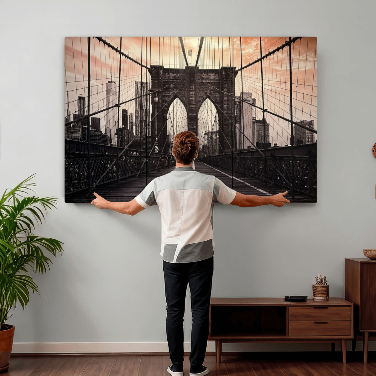 Brooklyn Bridge Canvas Wall Art, New York City Skyline Photography