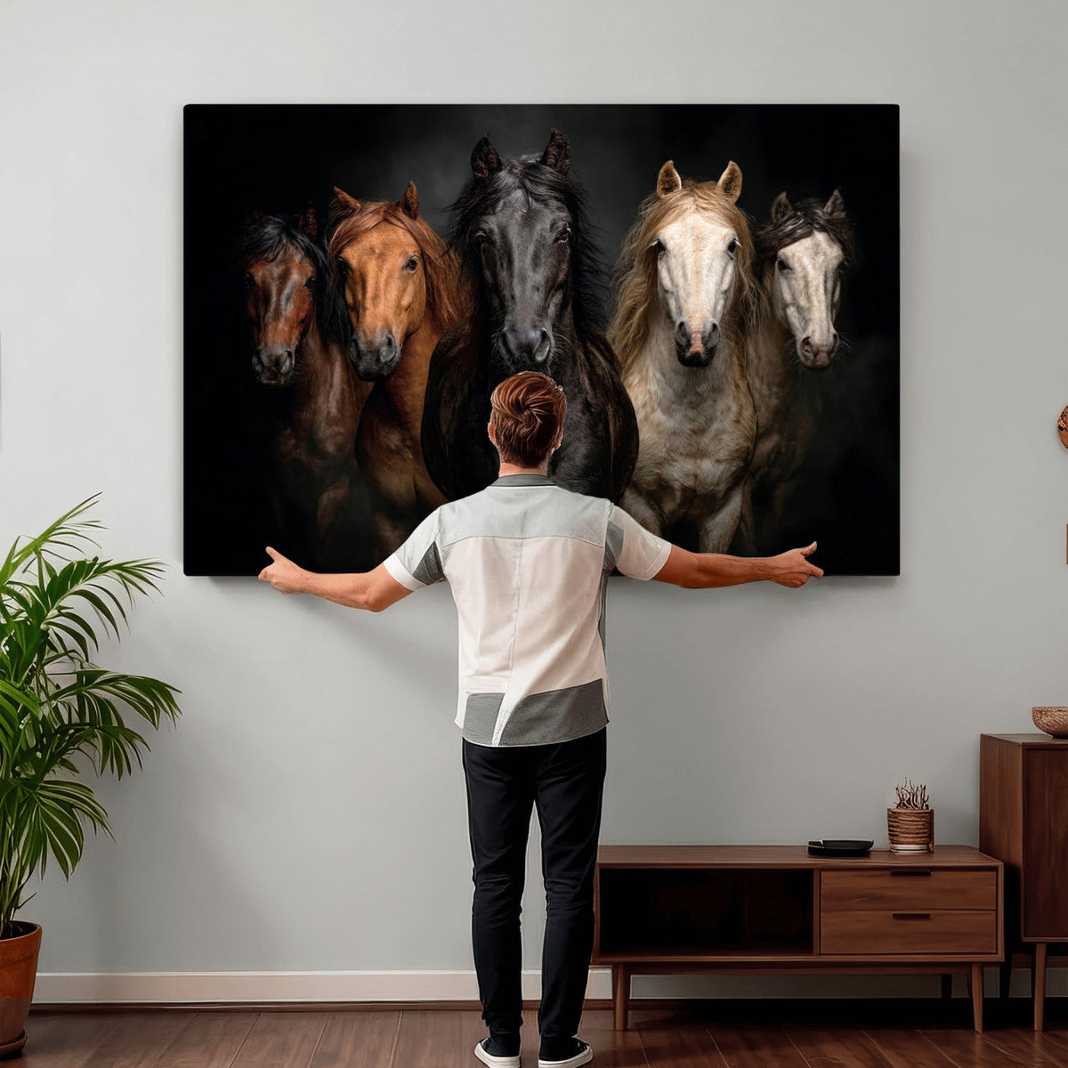 Horse Wall Art Canvas Print, Wild Horses Portrait Photography, Rustic Ranch Decor