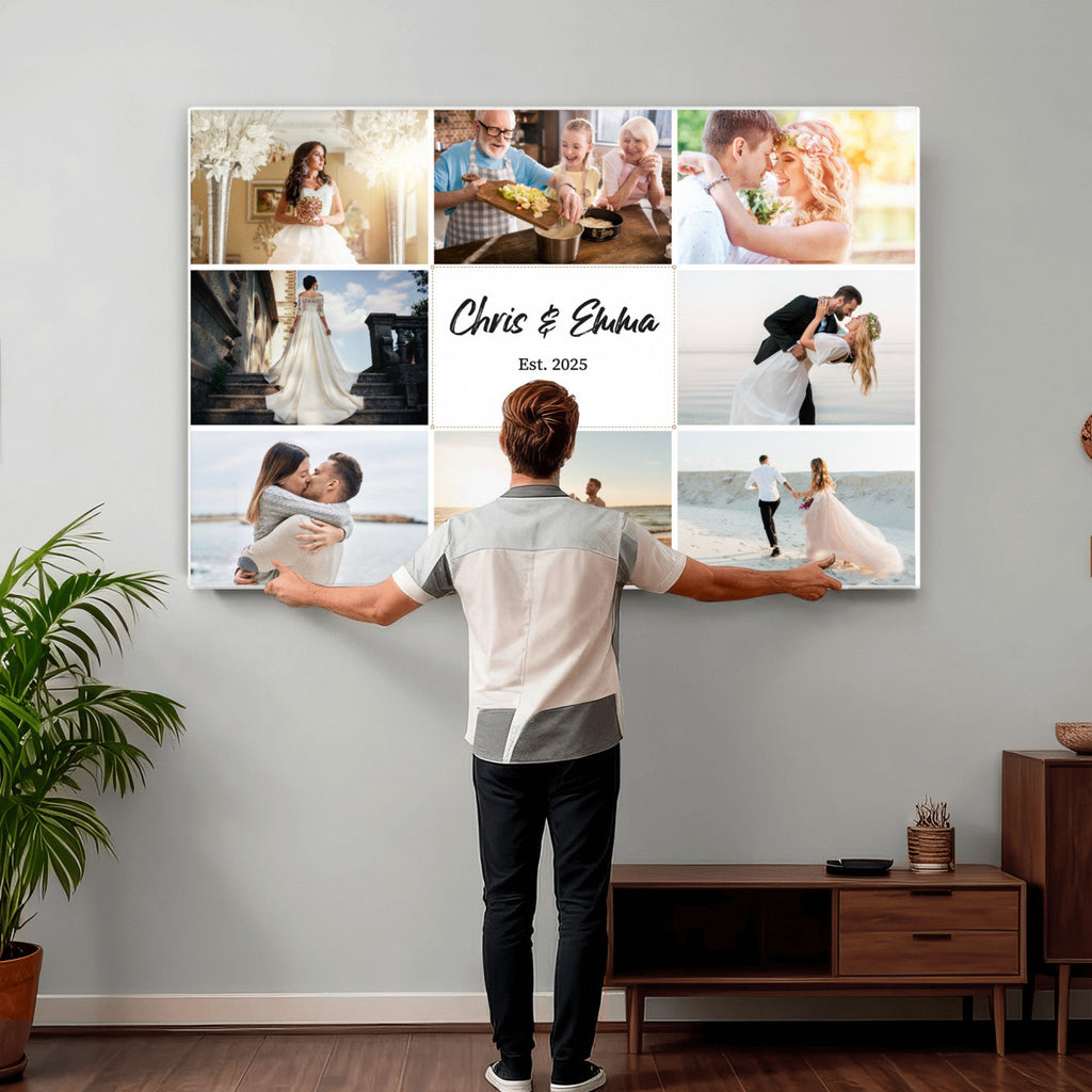 Custom Framed Photo Canvas, Personalized Family Picture Collage Print