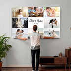 Custom Framed Photo Canvas, Personalized Family Picture Collage Print