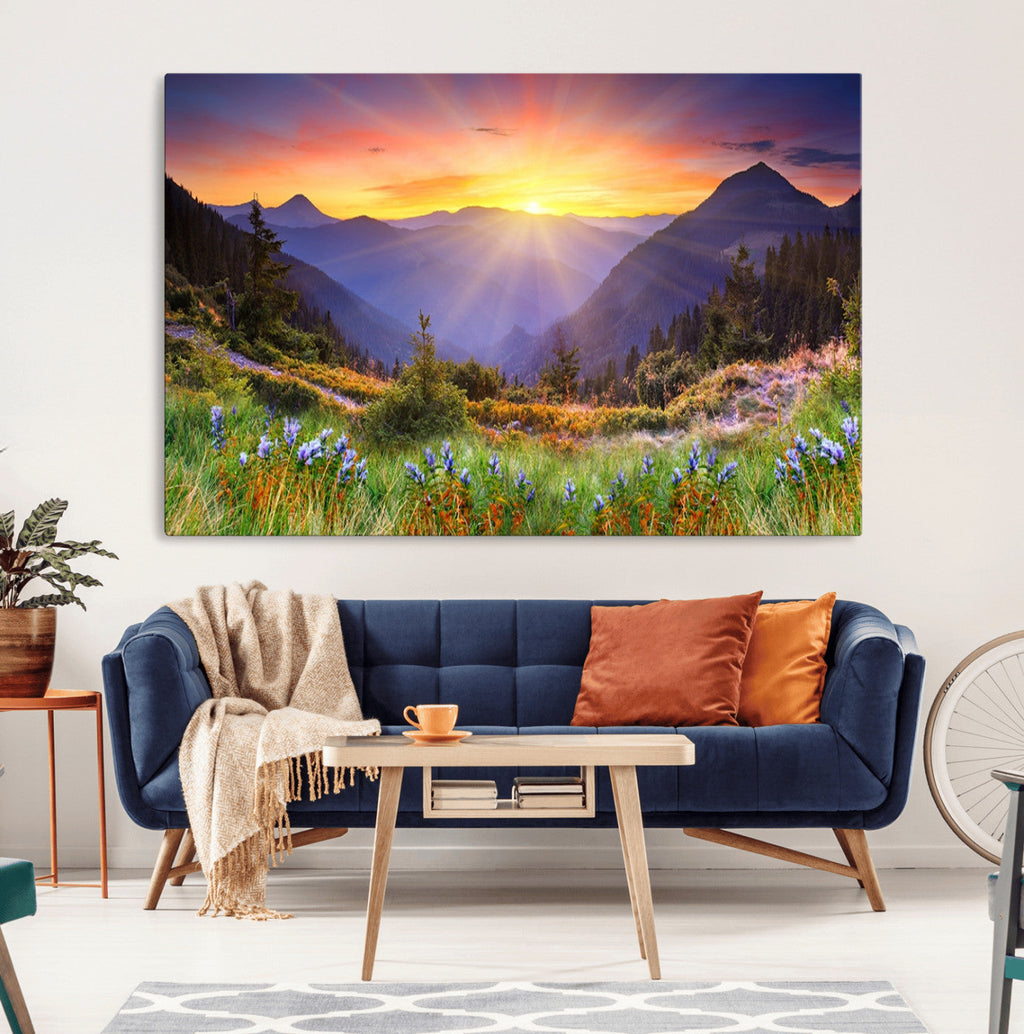 Mountain and Spring Wall Art Canvas Print