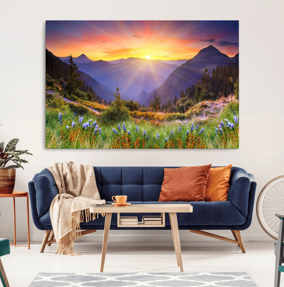 Mountain and Spring Wall Art Canvas Print