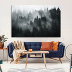 Foggy Forest Wall Art Canvas Print | 3 Panel Large Misty Landscape