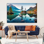 Crystal Clear Lake Wall Art | Mountains Wall Art Canvas | 3 Panel Landscape