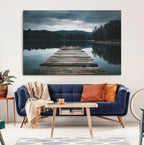 Wooden Bridge Near Lake Wall Art Canvas Print