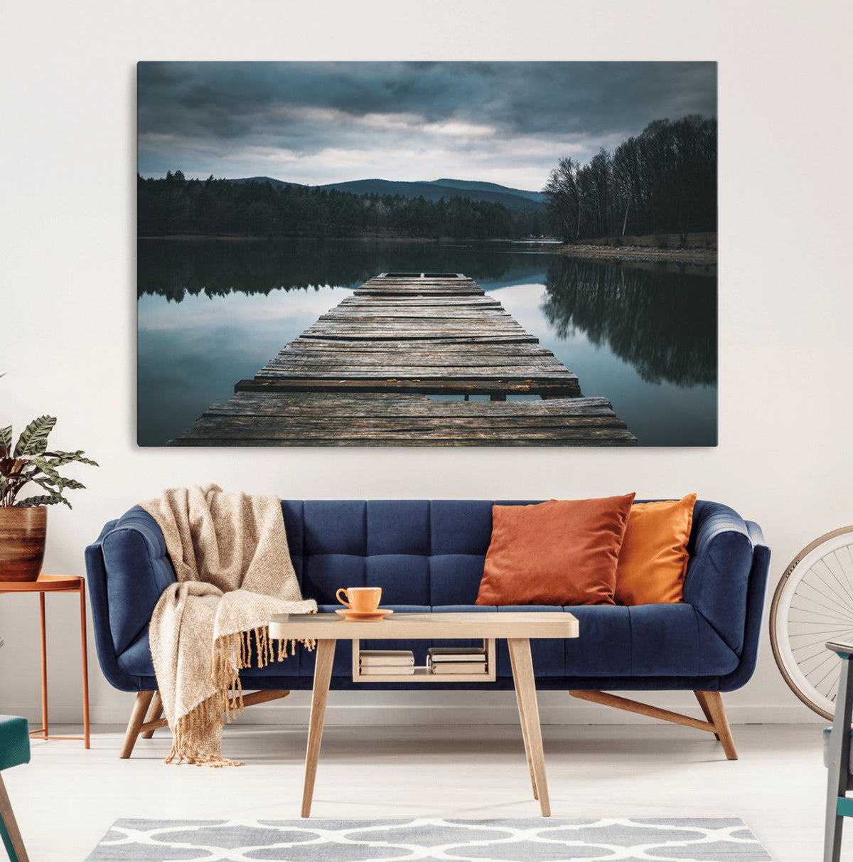 Wooden Bridge Near Lake Wall Art Canvas Print