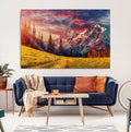 Mountain and Daylight Red Sunset Wall Art Canvas Print