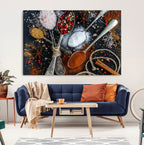 Spices and Seasonings Canvas Wall Art | Colorful Triptych Kitchen Decor