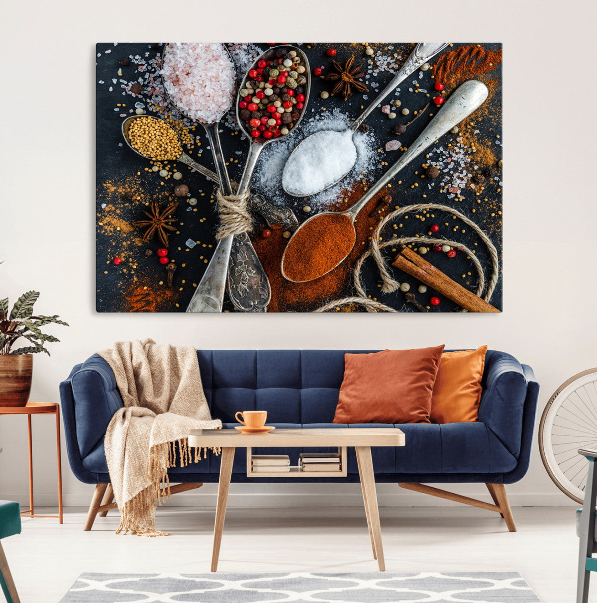 Spices and Seasonings Canvas Wall Art | Colorful Triptych Kitchen Decor