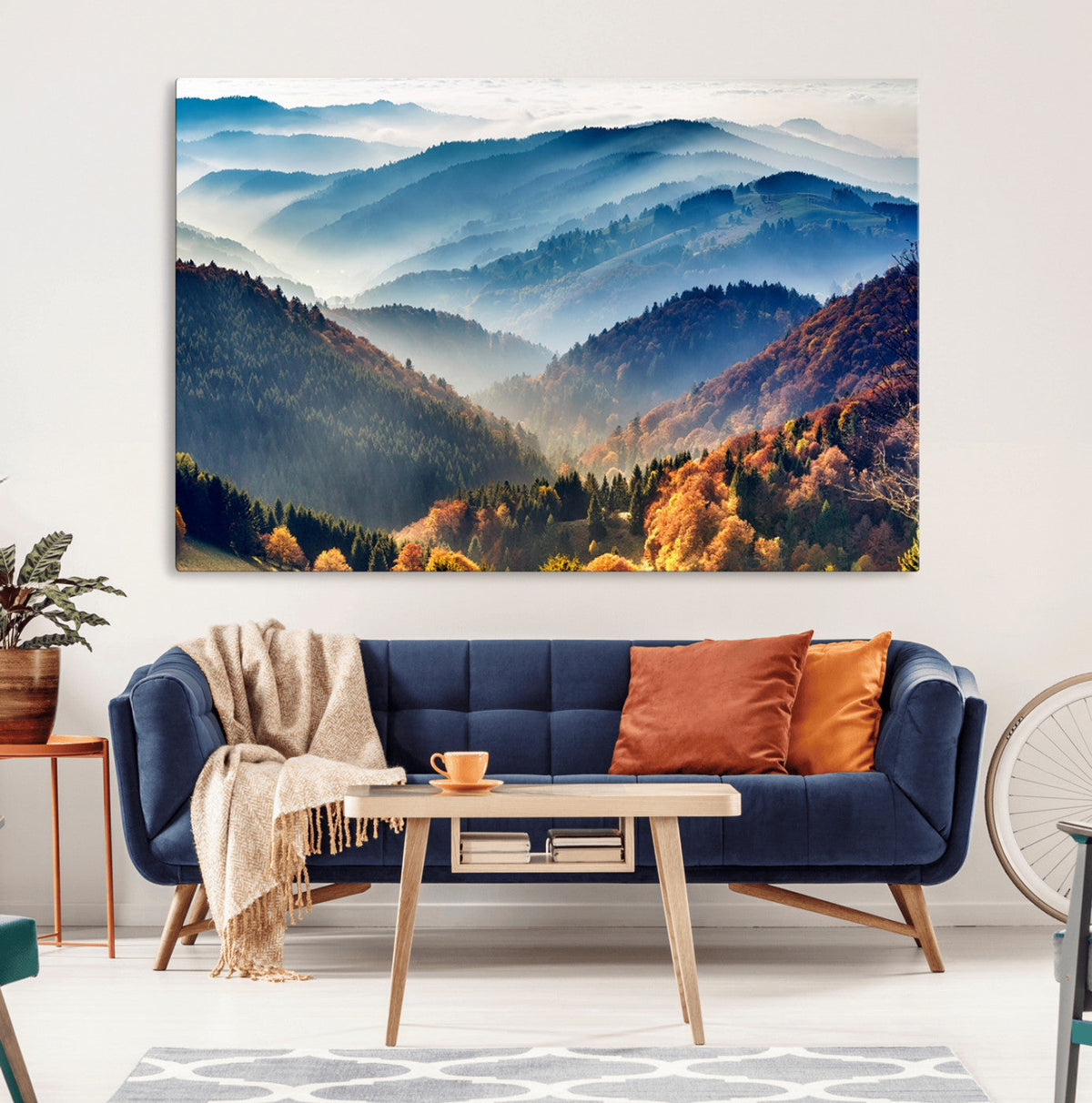 Mountains Forest Autumn Wall Art Canvas Print
