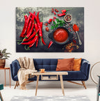 Red Chili Peppers Wall Art Kitchen Artwork Canvas Print