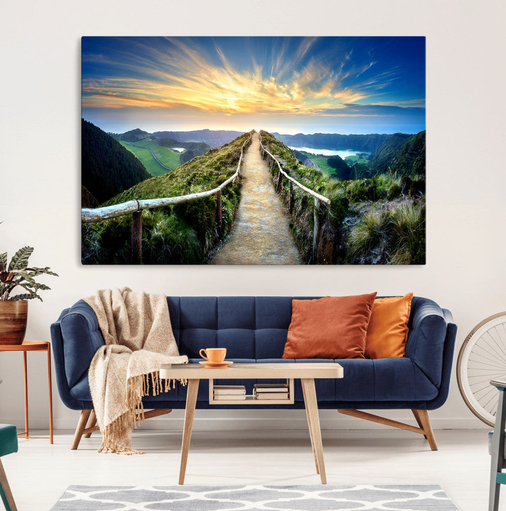 Mountain and Sunset Wall Art Canvas Print