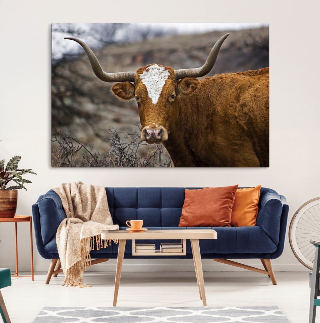 Framed Big Cow Animal Wall Art Canvas Print