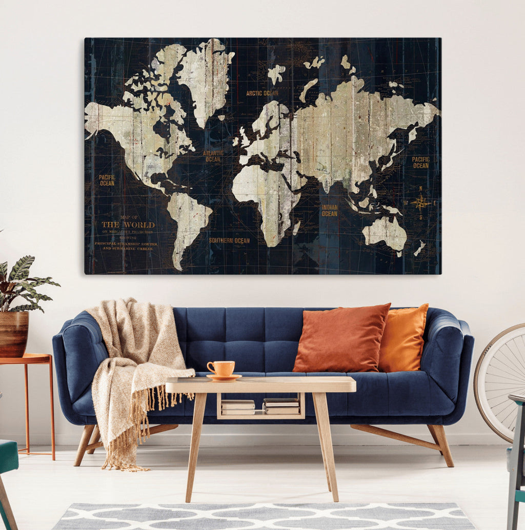 Antique Old World Map Wall Art Canvas Print