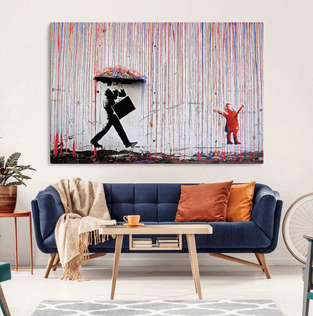 Banksy Wall Art Canvas Print | Framed Graffiti Street Art Picture