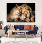 Lion and Lioness Wall Art Canvas Print | African Wildlife Animal Art
