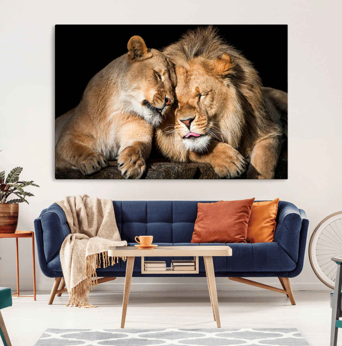 Lion and Lioness Wall Art Canvas Print | African Wildlife Animal Art