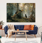 Baby Bears in Forest Wall Art Canvas Print