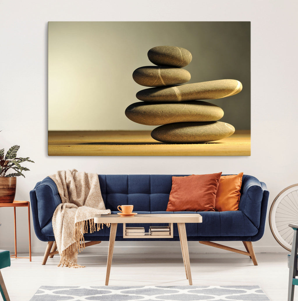 Fluvial Zen Stones Canvas Wall Art Print