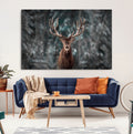 Wall Art Deer Art Animal Canvas, Framed Wall Art Deer Canvas