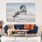 Prancing Horse Desert Large Wall Art Canvas Print, Majestic Horse Animal Artwork