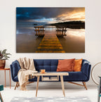Serene Lake Pier at Sunset Canvas Print | Landscape Wall Art | Ready to Hang
