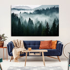 Captivating Misty Forest Wall Art Canvas, Premium Canvas Print of a Foggy and Serene Atmosphere