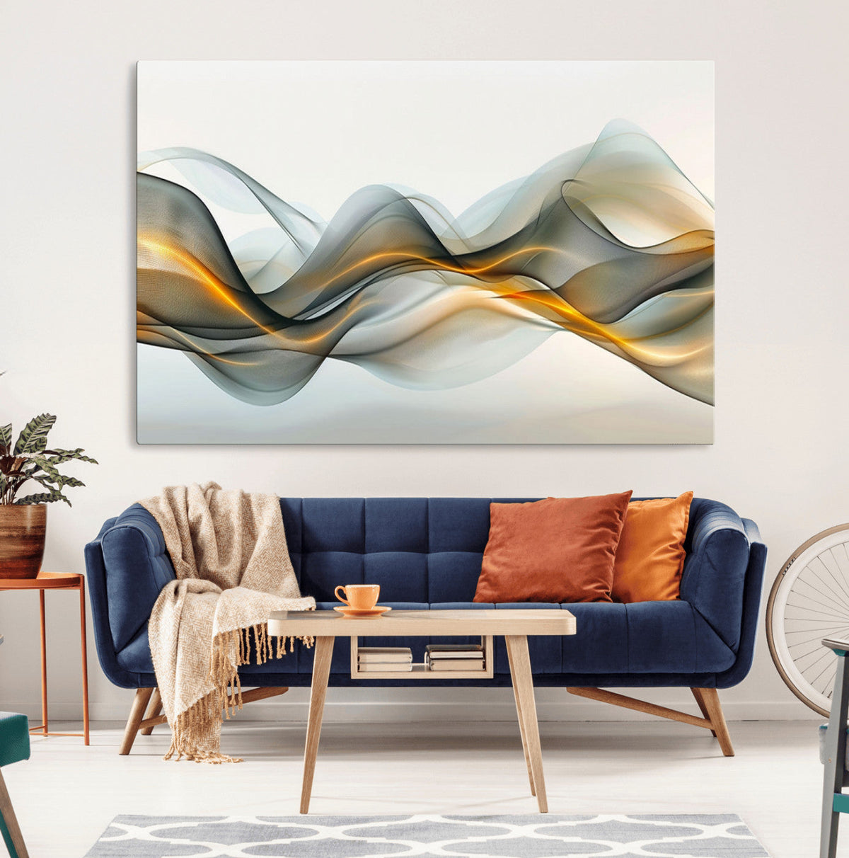 Abstract Wave Canvas Wall Art | Fluid Contemporary Elegance in Motion