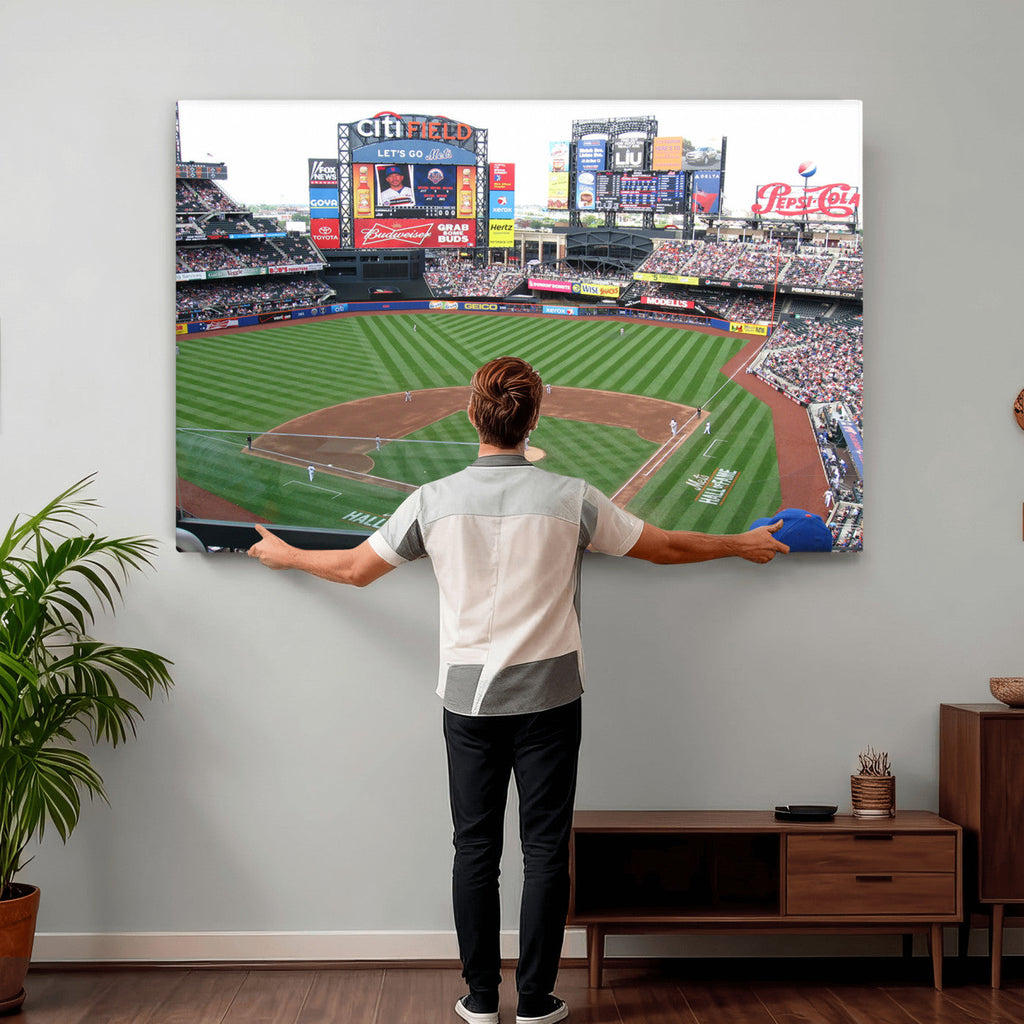 New York Mets Baseball Team Print, Citi Field Baseball Stadium Wall Art