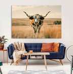Texas Cow Wall Art Canvas Print for Farm House Wall Decor