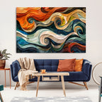 Abstract Wave Wall Art, Ready to Hang Framed Canvas Print | Extra Large 3 Piece Canvas Wall Art