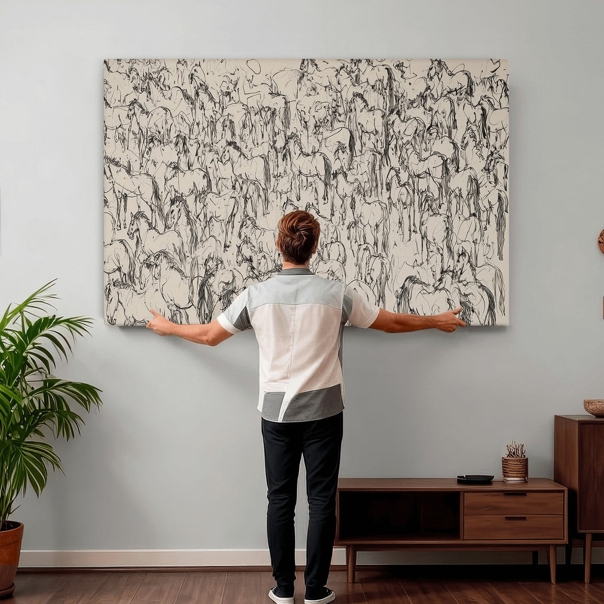 Abstract Horse Sketch Wall Art, Ready to Hang